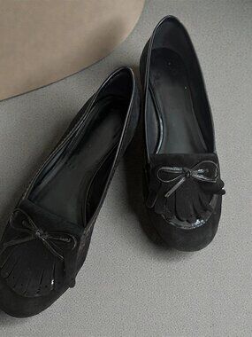 KATE SPADE Black Suede Moccasin Loafers Flats Size 10